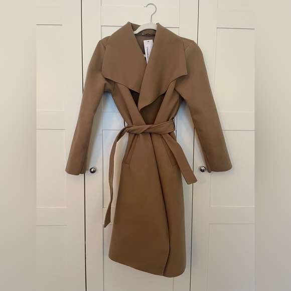 NWT belted waterfall coat, camel color, size S/M - Picture 3 of 9